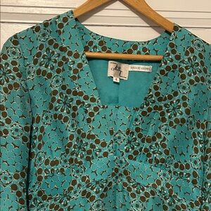 Milly Turquoise and Brown Silk Dress